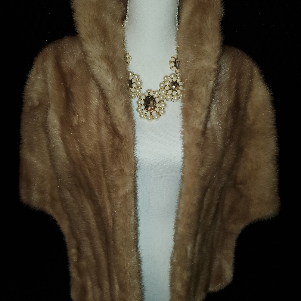 Vintage Oleg Cassini Mink Stole with pockets